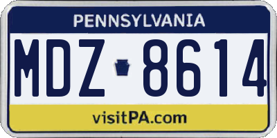 PA license plate MDZ8614