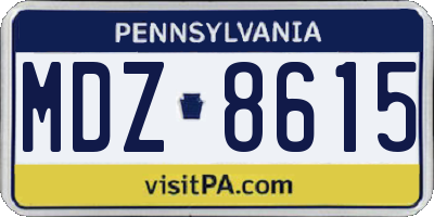 PA license plate MDZ8615