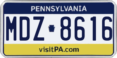 PA license plate MDZ8616