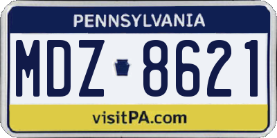 PA license plate MDZ8621