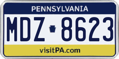 PA license plate MDZ8623