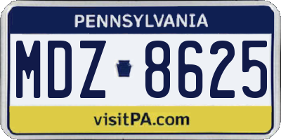 PA license plate MDZ8625