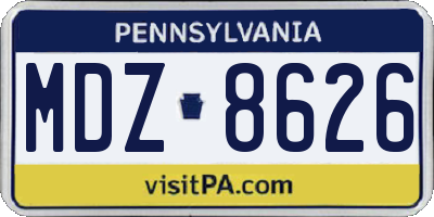 PA license plate MDZ8626