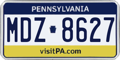 PA license plate MDZ8627