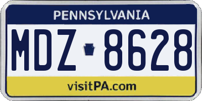 PA license plate MDZ8628