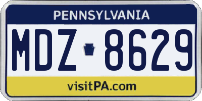 PA license plate MDZ8629