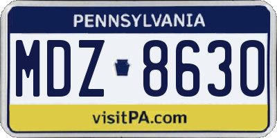 PA license plate MDZ8630