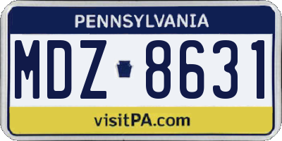 PA license plate MDZ8631