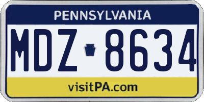 PA license plate MDZ8634