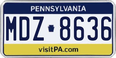 PA license plate MDZ8636