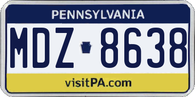 PA license plate MDZ8638