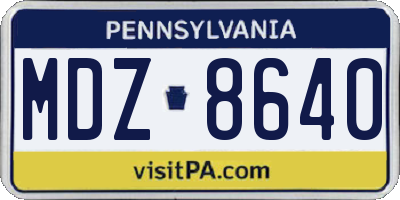 PA license plate MDZ8640