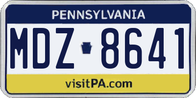 PA license plate MDZ8641