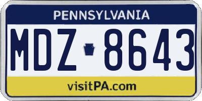 PA license plate MDZ8643