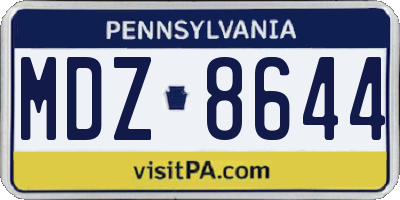 PA license plate MDZ8644