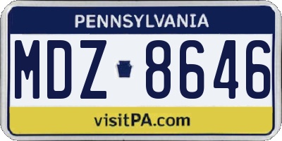PA license plate MDZ8646