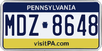 PA license plate MDZ8648