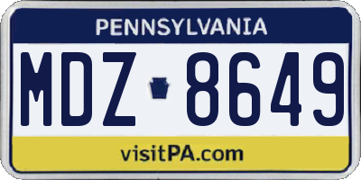 PA license plate MDZ8649