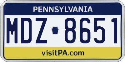 PA license plate MDZ8651