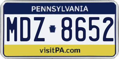 PA license plate MDZ8652