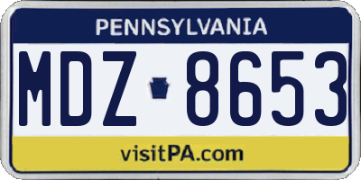 PA license plate MDZ8653