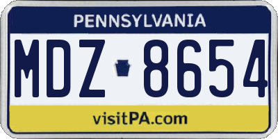 PA license plate MDZ8654