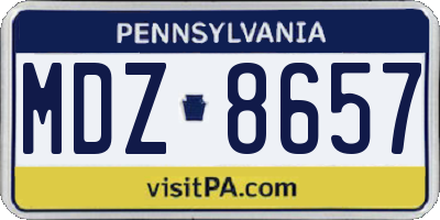PA license plate MDZ8657