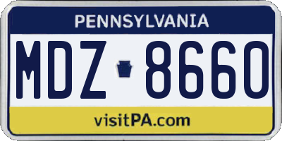 PA license plate MDZ8660