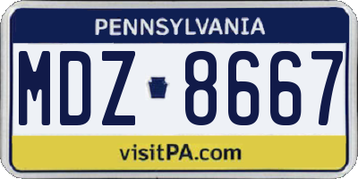 PA license plate MDZ8667