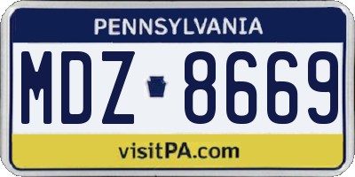 PA license plate MDZ8669