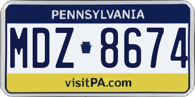 PA license plate MDZ8674