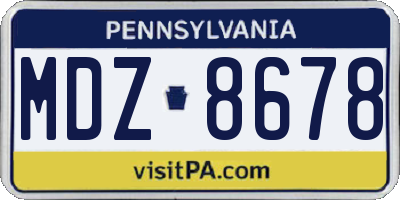 PA license plate MDZ8678