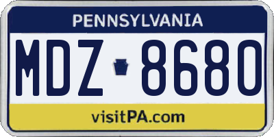 PA license plate MDZ8680