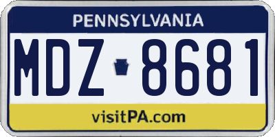 PA license plate MDZ8681