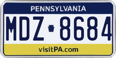 PA license plate MDZ8684