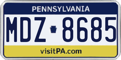 PA license plate MDZ8685