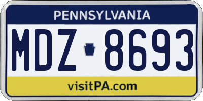 PA license plate MDZ8693