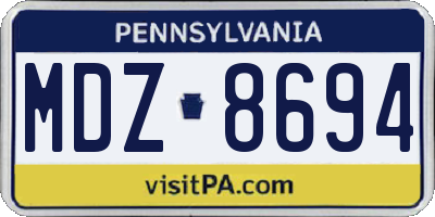 PA license plate MDZ8694