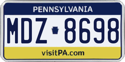 PA license plate MDZ8698