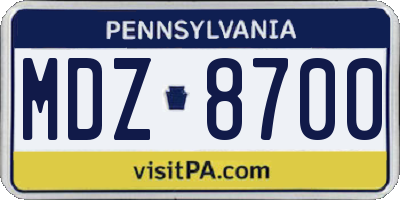 PA license plate MDZ8700