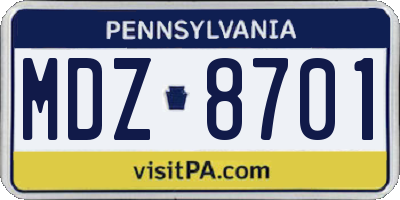 PA license plate MDZ8701