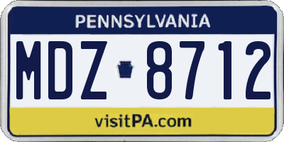 PA license plate MDZ8712