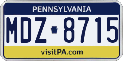 PA license plate MDZ8715
