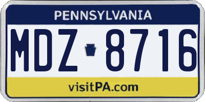 PA license plate MDZ8716