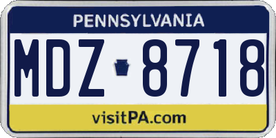 PA license plate MDZ8718