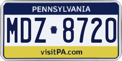 PA license plate MDZ8720