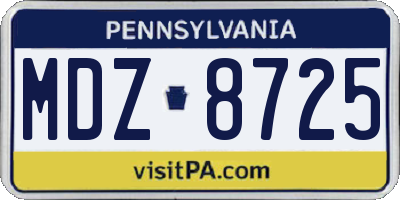 PA license plate MDZ8725