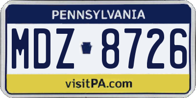 PA license plate MDZ8726