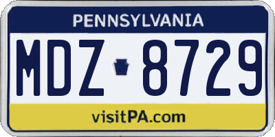 PA license plate MDZ8729