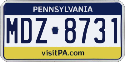 PA license plate MDZ8731